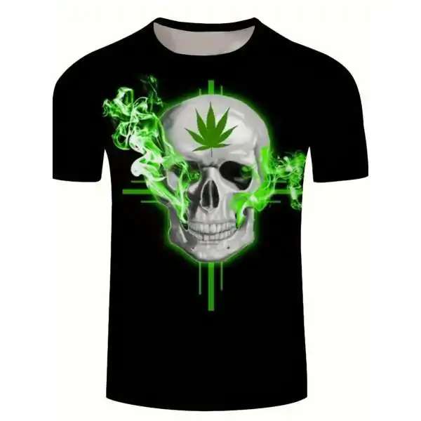 T-shirt white Skull weed