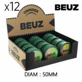 Boîte de 12 Grinders en chanvre 50 mm Beuz Green Organic