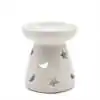 Brûleur Huile Céramique Blanc Lune Étoiles | Diffuseur Aromathérapie 5x7cm