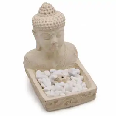 Brûleur d'Encens Buddha Feng Shui Crème | Porte-Encens Béton 15cm