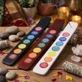 Porte-Encens Chakra Bois Manguier 26cm | 7 Chakras Colorés | Spiritualité