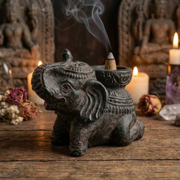 Porte-Encens Éléphant Noir...