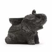 Porte-Encens Éléphant Noir Antique en Béton 14cm | Brûleur d'Encens Décoratif