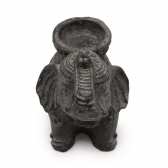 Porte-Encens Éléphant Noir Antique en Béton 14cm | Brûleur d'Encens Décoratif