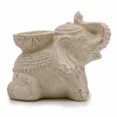 Porte-Encens Éléphant Béton Crème 14cm | Brûleur Encens et Bougie