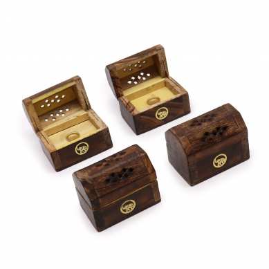 Mini Boîte Brûleur Cônes d'Encens Bois de Manguier | Porte-encens Artisanal