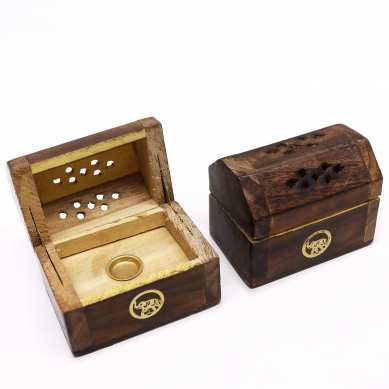 Mini Boîte Brûleur Cônes d'Encens Bois de Manguier | Porte-encens Artisanal