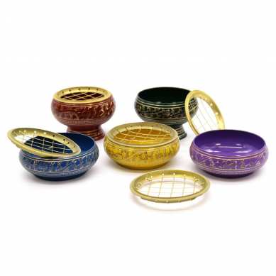 Pot d'Encens Charbon Chakra Racine en Laiton
