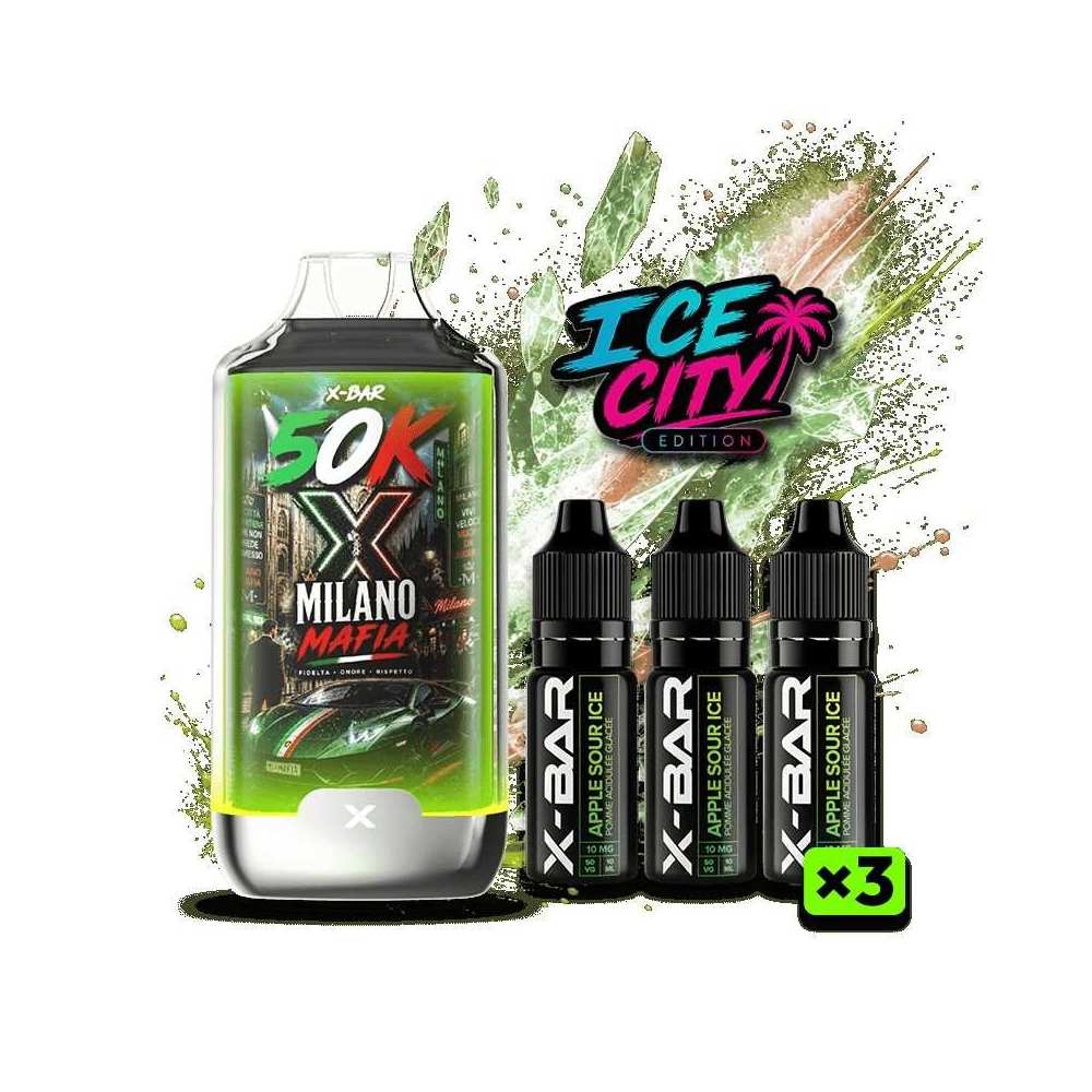 Kit X-BAR 50K Ice City Milano Mafia - Pomme Acidulée Glacée