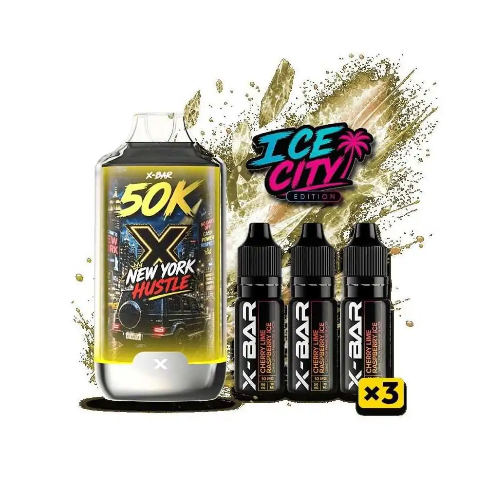 Kit X-BAR 50K Ice City New York Hustle + 3 e-liquides 10 ml