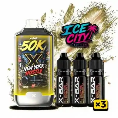 Kit X-BAR 50K Ice City New York Hustle + 3 e-liquides 10 ml