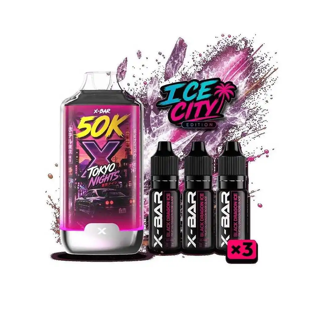 Kit X-BAR 50K Ice City Tokyo Nights + 3 e-liquides 10 ml