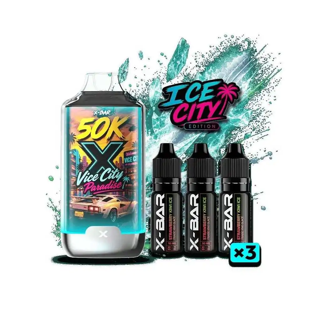 Kit V-ice City Paradise - X-BAR 50K Ice City + 3 E-liquides